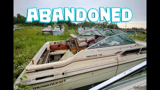 Exploring an Abandoned Luxury Boat Graveyard (MILLIONS OF DOLLARS WORTH OF BOATS!!)