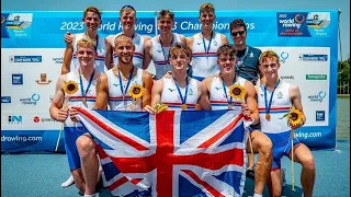 GB U23 World Championships Mens 8+ Winners 2023 - Cox Recording