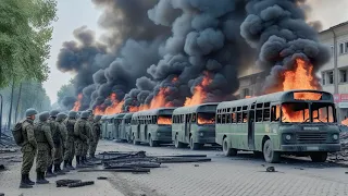 7 Minutes ago! 90 buses carrying 9,200 US troops to Ukraine were destroyed by Russian helicopters