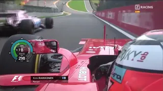 F1 2017 Kimi Raikkonen Belgian Grand Prix - Race Overtakes and Race Onboard | With Telemetry