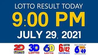 Lotto Results Today July 29 2021 9pm Ez2 Swertres 2D 3D 6D 6/42 6/49 PCSO