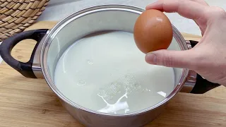 Pour the egg into the boiling milk! I no longer buy in the store.