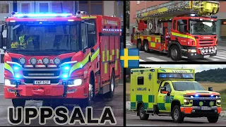 Fire, ambulance and police units responding in Uppsala Sweden (collection)