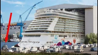 Big ship launch: Float out of cruise ship World Dream 世界夢號  at Meyer Werft shipyard