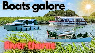 Boats everywhere on The River Thurne Norfolk Broads UK Peak Season  #boats #riverboats #holidayboats