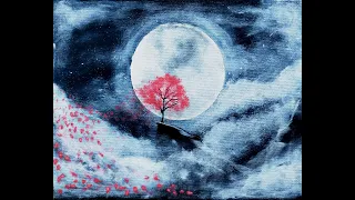 Full Moon Painting | Acrylic Paints | Mi Luna Art