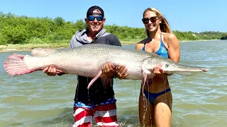 GIANT ALLIGATOR GAR Catch Clean and Cook (On the RIO GRANDE RIVER)