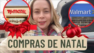 COMPRAS DE NATAL| Fui nas nossas lojas favoritas! Walmart, Dollar Tree e TJ Maxx #comprasnoseua