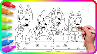 Coloring Pages BLUEY | How to draw Bluey, Muffin, Socks and Bingo | Easy Drawing Tutorial Art