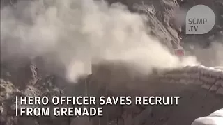 Chinese military rookie drops grenade - then officer saves his life