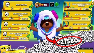 I Got 27580 TOKENS With LEON NONSTOP! ✅ 69 QUESTS! 60 TIERS + Box Opening! Brawl Stars