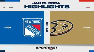 NHL Highlights | Rangers vs. Ducks - January 21, 2024