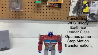 Transformers WFC Trilogy: Earthrise Leader Class Optimus Prime. Stop Motion Transformation.