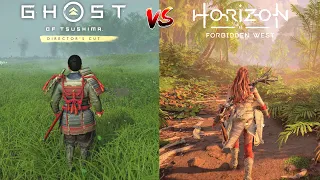 Ghost of Tsushima Vs Horizon Forbidden West PS5 | Comparison of Details | Graphics | Physics | 4K