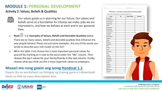 Life Skills for Self-Directed Learning Module 1: Personal Development (Session 1) - Video Guide
