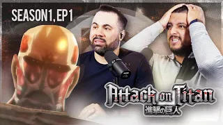 Our Very First Time Watching Anime! - Attack On Titan 1x1 "The Fall of Shiganshina, Part 1" Reaction