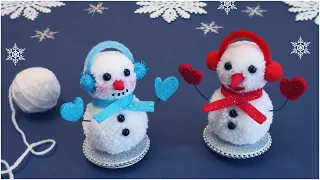 ⛄ СНЕГОВИКИ из Пряжи 🎄 Рождественский декор/Pom Pom Snowman Making