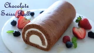 Chocolate Swiss Roll (No Cracks No Peeling)| Fluffy Soft Japanese Roll Cake| 巧克力瑞士卷 可可蛋糕卷 (不開裂 不掉皮)