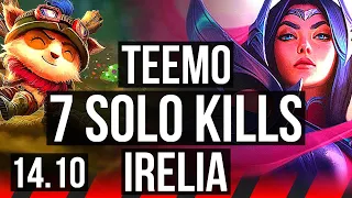TEEMO vs IRELIA (TOP) | Rank 1 Teemo, 7 solo kills, 2000+ games, 11/3/7 | NA Challenger | 14.10