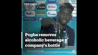 Pogba removes alcoholic beverage company's bottle at Euro 2020 presser