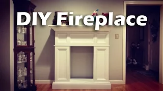 DIY Fireplace with Hidden Storage -Faux Fireplace #woodproject