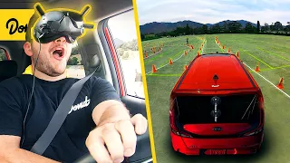 VR Driving in a REAL CAR - MatPat vs Donut