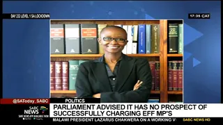 Parliament advised that there is no prospect of successfully charging EFF for disrupting SONA