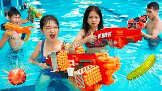 VTL Nerf War: Top 10 SEAL Go Swimming Warriors Nerf Guns UNDERWATER BATTLE Tranbi Fight Ringman