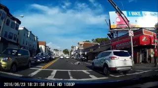 Dashcam Footage Shows Pedestrian Getting Hit By A Car And Keeps It Moving!