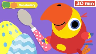 Learning First Words w Larry | Sensory Stimulation for Babies | Vocabulary for Kids | Vocabularry