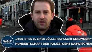 BERLIN: "Hier ist es zu einer Böller-Schlacht gekommen!" Hundertschaft der Polizei geht dazwischen