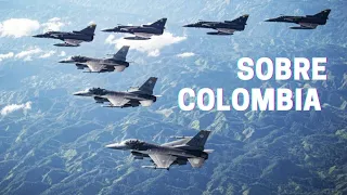 Interceptores F-16C and Kfir C-10 vuelan en formación sobre Colombia