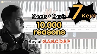 10,000 Reasons (Bless The Lord) -Matt RedmanㅣKey of G, A, B, C, D, E, FㅣWorship Piano Tutorials