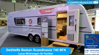 Caravan-Salon 2022: Dethleffs Beduin Scandinavia 740 BFK I Luxus-Wohnwagen für Familien -Modell 2023