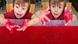 RED GELLI BAFF WITH HANDS!! Toy Hunt Slime for Kids - Learn Colors