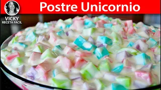 Ensalada de Gelatina Unicornio Postre Unicornio | #VickyRecetaFacil