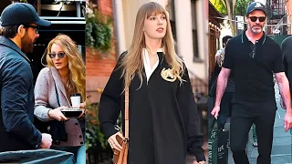 Taylor Swift arrives at Bradley Cooper's Home alongside Blake Lively, Ryan Reynolds AND Hugh Jackman