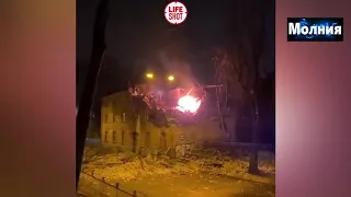 Последствия взрыва в жилом доме в Риге 01.01.2021