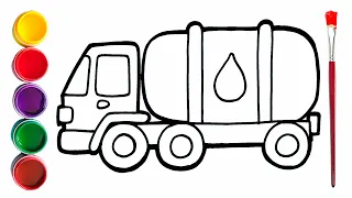 How To Draw A Water Truck ❤️ Drawing And Coloring Water Truck  🌈  #37