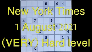 Sudoku solution – New York Times sudoku 1 August 2021 Very hard level