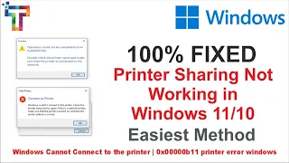 How To Fix Printer Sharing Not Working Windows | error 0x00000709 Solved