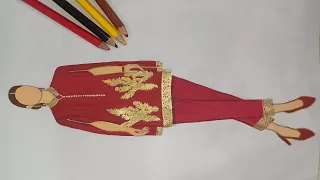 #How to draw a beautiful dress ll Fashion illustration ll artistic ll itsumrakhan 78