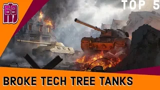 TOP 5 - MOST BROKE TECH TREE TANKS | wot blitz