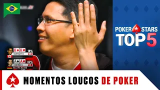 Momentos LOUCOS de Poker ♠️ Top 5 do PokerStars ♠️ PokerStars Brasil