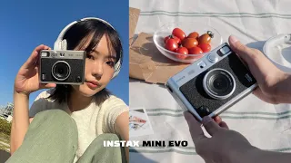 picnic with instax mini evo🧺• Polaroid camera Unboxing • Review • How to instax mini evo