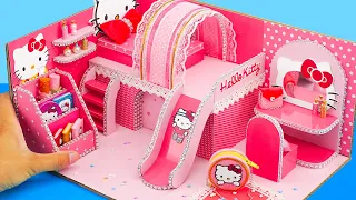 DIY Miniature House #2 How To Make Hello Kitty House From Cardboard With Pink Cute