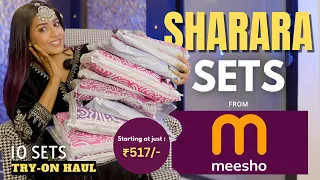 New Designer SHARARA SET from MEESHO 💜💛 | Tryon | Honest Review | gimaashi