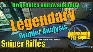 Borderlands The Pre Sequel | Grinder Analysis | Legendary Sniper Rifle Drop Rate | Analysis