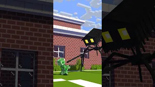 Monster School on 1000 PING(House Head Attack) - Minecraft Animation