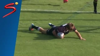 Rugby history - the first ever 9 point try (including sublime pass)